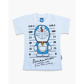 White Color Doraemon Print Baby T-Shirts For Boys, Color: White, Baby Dress Size: 4-5 years