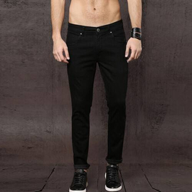 NZ-13100 Slim-fit Stretchable Denim Jeans Pant For Men - Deep Black