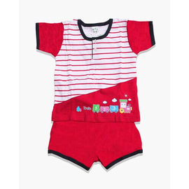 Red Check Baby T-Shirts Set For Boys, Color: Red, Size: S