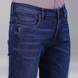 NZ-13088 Slim-fit Stretchable Denim Jeans Pant For Men - Deep Blue, 5 image