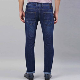 NZ-13088 Slim-fit Stretchable Denim Jeans Pant For Men - Deep Blue, 4 image