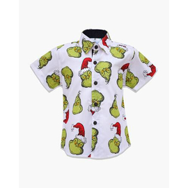 Green Gorilla Print White Shirt For Boys, Color: White, Baby Dress Size: 9-12 months
