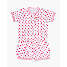 White and Red Dot Print Cotton T-shirt For Boys, Color: Red, Size: M