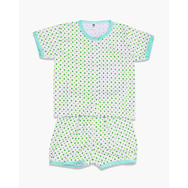 Off White and Light Green Dot Print T-Shirt For Boys, Color: Light Green, Size: M