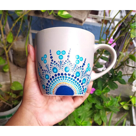 Handpainted Ceramic mug - Grey & Blue
