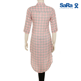 SaRa Ladies Casual Shirt (NWCS14-Ash with pink rectangler print), 2 image