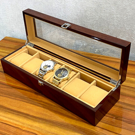 Luxurious 6 Slots New Coffee Wooden Watch Organizer Boxes And Gift Case