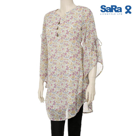 SaRa Ladies Ethnic mid length kurti (NWES02B-PURPLE PRINT), 3 image