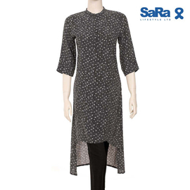 SaRa Ladies Ethnic mid length kurti (NWEW35E-Black & White)