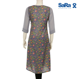 SaRa Ladies Ethnic mid length kurti (WKZ62FDB-Ash Printed), 3 image