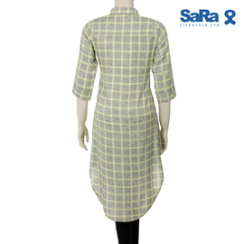 SaRa Ladies Casual Shirt (NWCS14-Ash with green rectangler print), 2 image