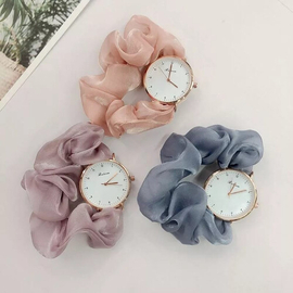Fashionable Scrunchies Ladies Watch Multicolor Round Dial, 5 image
