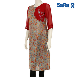 SaRa Ladies Ethnic mid length kurti (WKZ62FDA-multicolor print), 2 image