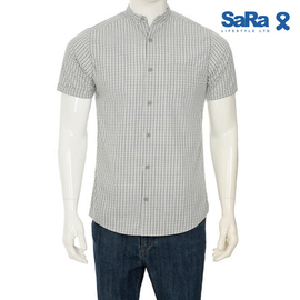 SaRa Men Short sleeve shirt (MSCS151YCB-WH ASH CHECK)