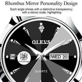 1 Pair OLEVS 8697 Couple Fashion Waterproof Luminous Quartz Watch(Black + Rose Gold), 2 image