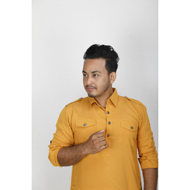 Men's Stylish Panjabi Yellow, Size: M, 2 image