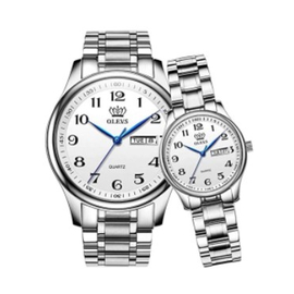 OLEVS 5567WH Stainless Steel Couple Watch