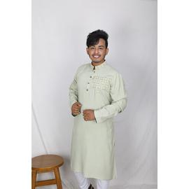 Men's Stylish Panjabi Light Green, Size: M