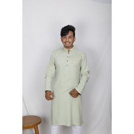 Men's Stylish Panjabi Light Green, Size: M, 2 image