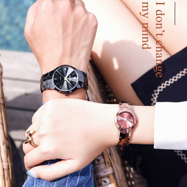 1 Pair OLEVS 8697 Couple Fashion Waterproof Luminous Quartz Watch(Black + Rose Gold), 7 image
