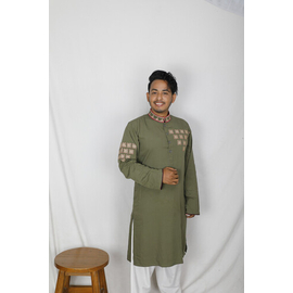Men's Stylish Panjabi Green, Size: M, 2 image