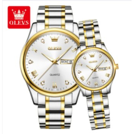 OLEVS Fashion Watches Couple Watch Stainless Steel Calendar Waterproof Business Quartz Watch For Men Women, 8 image