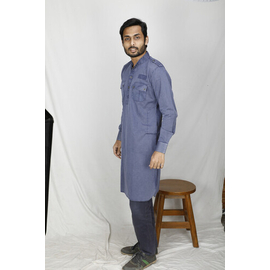 Men's Stylish Beautiful Panjabi Blue, Size: M, 3 image