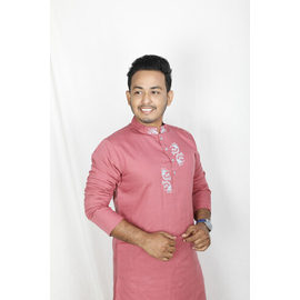 Men's Stylish Panjabi Dark Pink, Size: M, 2 image
