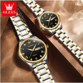 OLEVS Fashion Watches Couple Watch Stainless Steel Calendar Waterproof Business Quartz Watch For Men Women, 5 image