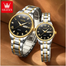 OLEVS Fashion Watches Couple Watch Stainless Steel Calendar Waterproof Business Quartz Watch For Men Women, 3 image