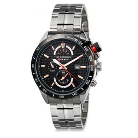 CURREN 8148 - Silver Stainless Steel Wrist Watch for Men - Black, 3 image