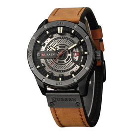 Curren 8301 - Brown Leather Analog Watch for Men, 4 image