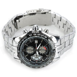 CURREN 8083 Silver Stainless Steel Chronograph Watch For Men - Black, 2 image
