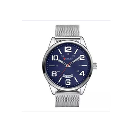 CURREN 8236 - Silver Stainless Steel Analog Watch for Men - Blue, 3 image