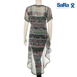SaRa Ladies Shrug (NWFT51B-Black & Pink Multicolor print), 3 image