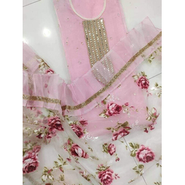 Trendy high quality organza kameez for women- Pink