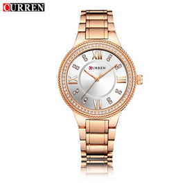 CURREN 9004 RoseGold Stainless Steel Analog Watch for Women - White & Rose Gold