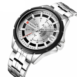 CURREN 8333 Silver Stainless Steel Analog Watch For Men - Silver, 4 image