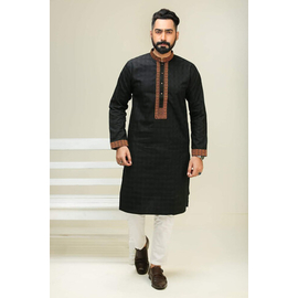 Mens fashionable Embroidery Panjabi- Black