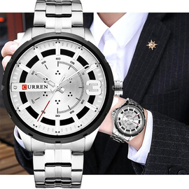 CURREN 8333 Silver Stainless Steel Analog Watch For Men - Silver, 2 image
