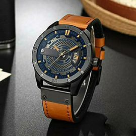 Curren 8301 - Brown Leather Analog Watch for Men