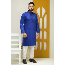 Mens fashionable Embroidery panjabi- Blue