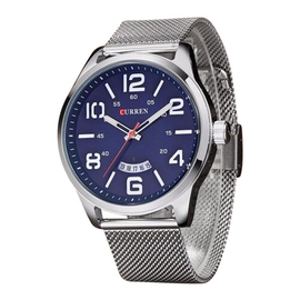 CURREN 8236 - Silver Stainless Steel Analog Watch for Men - Blue, 4 image