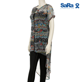 SaRa Ladies Shrug (NWFT51A-Black & multicolor print), 3 image
