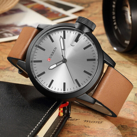 8208 Leather Analog Watch for Men - Brown, 2 image