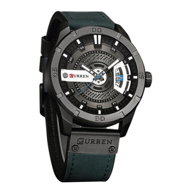 Curren 8301 - Blue Leather Analog Watch for Men