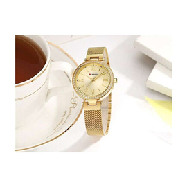 CURREN 9011 Mesh Stainless Steel Analog Watch For Women, 2 image