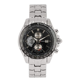 CURREN 8083 Silver Stainless Steel Chronograph Watch For Men - Black, 3 image