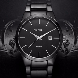 CURREN 8106 - Stainless Steel Analog Watches for Men - Black, 3 image