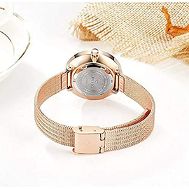 CURREN 9020 RoseGold Mesh Stainless Steel Analog Watch For Women - White & Rose Gold, 3 image